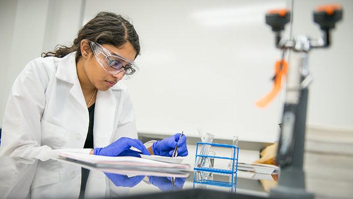 stem student in lab at Penn State Abington (near Philadelphia)